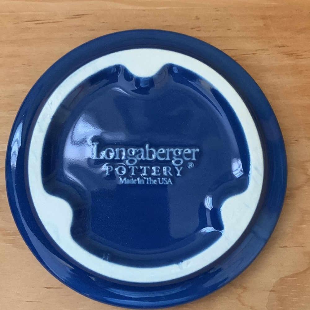 COPY - Longaberger pint salt crock with coaster lid-cornflower/blue - Picture 7 of 7